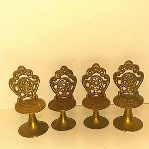 VTG Mini Brass Dollhouse Chairs Seats Patio Outdoor VG Cond.